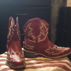 Red Western Cowboy Boots Sz 35